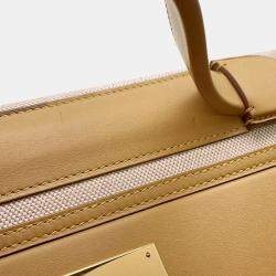 Pre Owned Hermes 24/24 Sac Van Quatre 35 Sesame Ecru Toile H Swift Leather Shoulder Bag