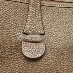 Pre Owned Hermes Etoupe Taurillon Clemence Leather Evelyne III PM Bag