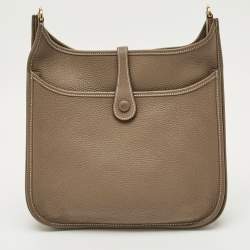 Pre Owned Hermes Etoupe Taurillon Clemence Leather Evelyne III PM Bag