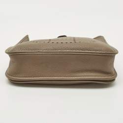 Pre Owned Hermes Etoupe Taurillon Clemence Leather Evelyne III PM Bag