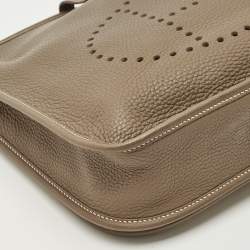 Pre Owned Hermes Etoupe Taurillon Clemence Leather Evelyne III PM Bag