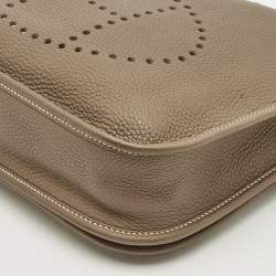 Pre Owned Hermes Etoupe Taurillon Clemence Leather Evelyne III PM Bag
