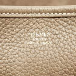 Pre Owned Hermes Etoupe Taurillon Clemence Leather Evelyne III PM Bag