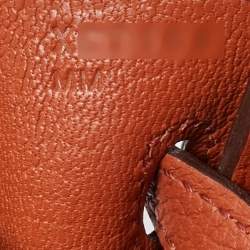 Pre Owned Hermes Terre Battue Togo Leather Palladium Finish Birkin 25 Bag