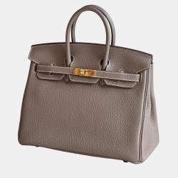 Pre Owned Hermes Birkin 25 Elephant Grey Togo Leather Tote Bag