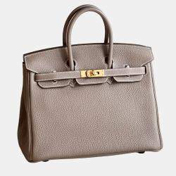 Pre Owned Hermes Birkin 25 Elephant Grey Togo Leather Tote Bag