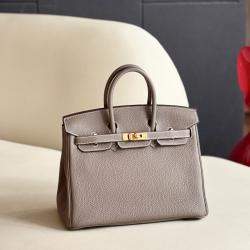 Pre Owned Hermes Birkin 25 Elephant Grey Togo Leather Tote Bag