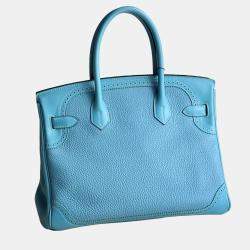 Pre Owned Hermes Birkin 30 Turquoise Togo Leather Tote Bag