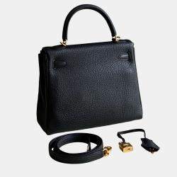 مملوكة مسبقًا Hermes Kelly 25 Black Leather Shoulder Bag
