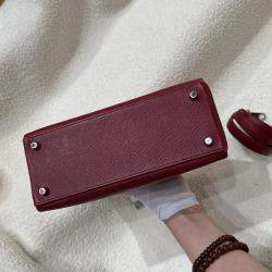 Pre Owned Hermes Kelly 25 Ruby Red Epsom Leather Shoulder Bag
