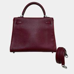 Pre Owned Hermes Kelly 25 Ruby Red Epsom Leather Shoulder Bag