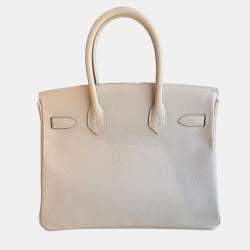 Pre Owned Hermes Birkin 30 White Epsom Leather Handbag