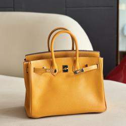 Pre Owned Hermes Birkin 30 Yellow Epsom Leather Handbag