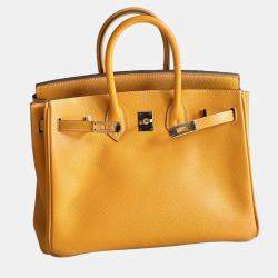 Pre Owned Hermes Birkin 30 Yellow Epsom Leather Handbag