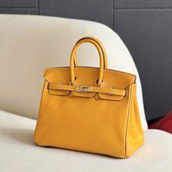 Pre Owned Hermes Birkin 30 Yellow Epsom Leather Handbag