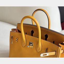 Pre Owned Hermes Birkin 30 Yellow Epsom Leather Handbag