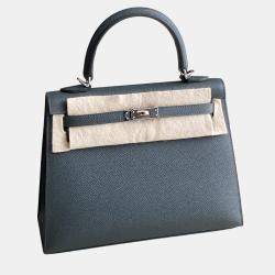 Pre Owned Hermes Kelly 25 Grey Leather Handbag