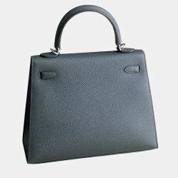 Pre Owned Hermes Kelly 25 Grey Leather Handbag