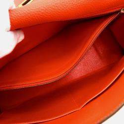 Pre Owned Hermes Kelly 32 Retourne Rouge Pivoine Taurillon Clemence 2way Handbag