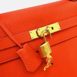 Pre Owned Hermes Kelly 32 Retourne Rouge Pivoine Taurillon Clemence 2way Handbag