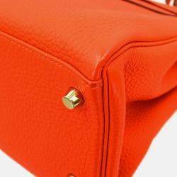 Pre Owned Hermes Kelly 32 Retourne Rouge Pivoine Taurillon Clemence 2way Handbag