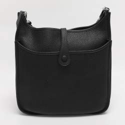 Pre Owned Hermes Black Clemence Leather Evelyne III PM Bag