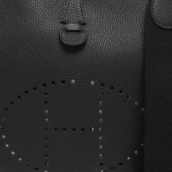 Pre Owned Hermes Black Clemence Leather Evelyne III PM Bag