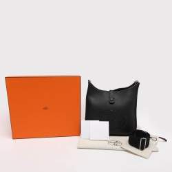 Pre Owned Hermes Black Clemence Leather Evelyne III PM Bag