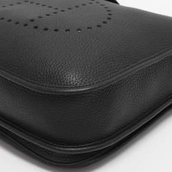 Pre Owned Hermes Black Clemence Leather Evelyne III PM Bag