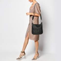 Pre Owned Hermes Black Clemence Leather Evelyne III PM Bag