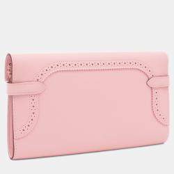 Pre Owned Hermes Kelly Wallet Gillies Long Rose Sakura Swift Leather