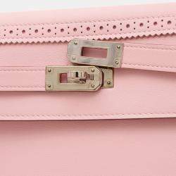 Pre Owned Hermes Kelly Wallet Gillies Long Rose Sakura Swift Leather