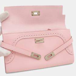 Pre Owned Hermes Kelly Wallet Gillies Long Rose Sakura Swift Leather