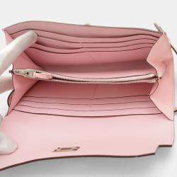 Pre Owned Hermes Kelly Wallet Gillies Long Rose Sakura Swift Leather