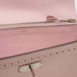 Pre Owned Hermes Kelly Wallet Gillies Long Rose Sakura Swift Leather