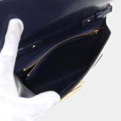 Pre Owned Hermes Cinetic To-Go Chevre Blue Shoulder Bag 