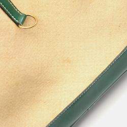 Pre Owned Hermes Trim Toile H Beige/Green Canvas Leather Shoulder Bag 31