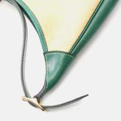 Pre Owned Hermes Trim Toile H Beige/Green Canvas Leather Shoulder Bag 31