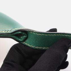 Pre Owned Hermes Trim Toile H Beige/Green Canvas Leather Shoulder Bag 31