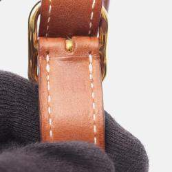 Pre Owned Hermes Silky City PM Tigre Royal  Brown Silk Leather Shoulder Bag