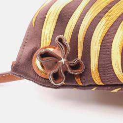 Pre Owned Hermes Silky City PM Tigre Royal  Brown Silk Leather Shoulder Bag