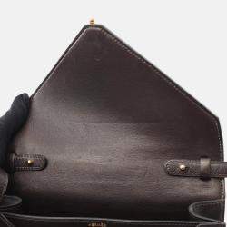 Pre Owned Hermes Brown Box Calf Leather Shoulder Bag