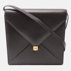 Pre Owned Hermes Brown Box Calf Leather Shoulder Bag