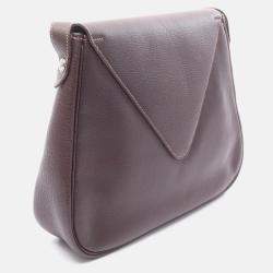 Pre Owned Hermes Christine Havane Buffalo Skipper Leather Shoulder Bag