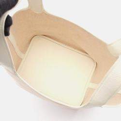مملوكة مسبقًا Hermes Picotin White Ecru Clemence Leather Toile H Canvas Handbag PM