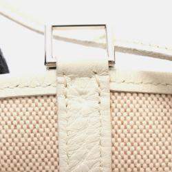 مملوكة مسبقًا Hermes Picotin White Ecru Clemence Leather Toile H Canvas Handbag PM