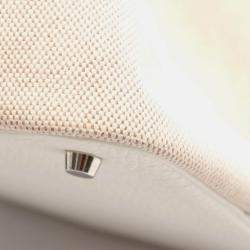 مملوكة مسبقًا Hermes Picotin White Ecru Clemence Leather Toile H Canvas Handbag PM