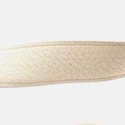 مملوكة مسبقًا Hermes Picotin White Ecru Clemence Leather Toile H Canvas Handbag PM