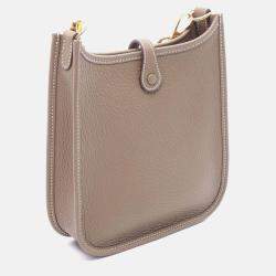 Pre Owned Hermes Evelyne TPM Etopue Grey Clemence Leather Shoulder Bag