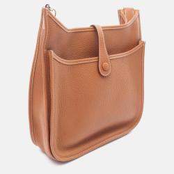 Pre Owned Hermes Evelyne Troyes Gold Clemence Leather Shoulder Bag PM